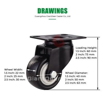 1.5 Inch 2 Inch 2.5 Inch Light Duty Swivel PVC Caster Wheel