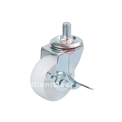 1.5 Inch 2 Inch 2.5 Inch 3 Inch Light Duty Screw Stem Swivel White PP Caster Wheel with Brake