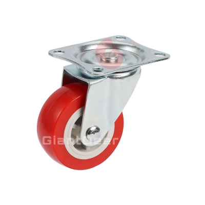 1Inch 1.25Inch 1.5Inch 2Inch 2.5Inch 3Inch Light Duty  Swivel Red PVC Caster Wheel with Brake