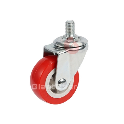 1Inch 1.25Inch 1.5Inch 2Inch 2.5Inch 3Inch Light Duty  Swivel Red PVC Caster Wheel with Brake