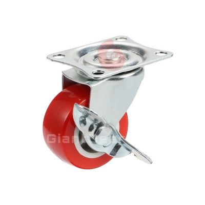 1Inch 1.25Inch 1.5Inch 2Inch 2.5Inch 3Inch Light Duty  Swivel Red PVC Caster Wheel with Brake