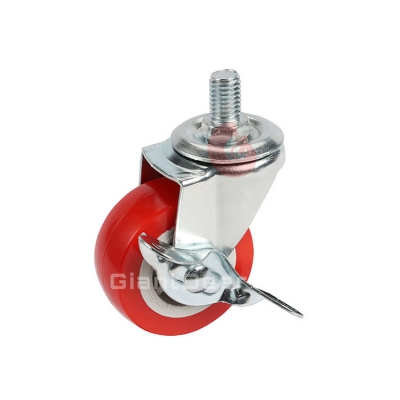 1Inch 1.25Inch 1.5Inch 2Inch 2.5Inch 3Inch Light Duty  Swivel Red PVC Caster Wheel with Brake