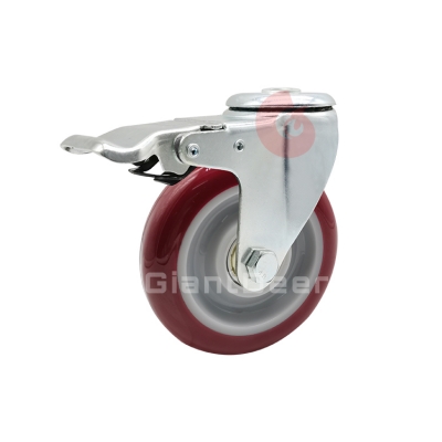 Medium Duty PU Caster 3 Inch 4 Inch 5 Inch Swivel Bolt Hole Caster Wheel with Brake