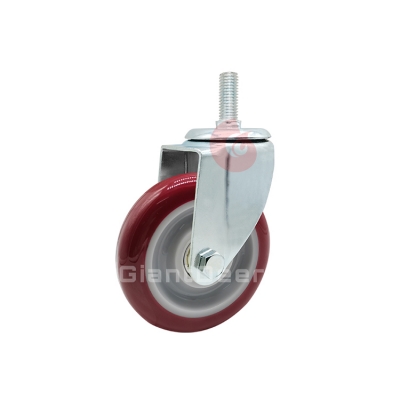 Medium Duty PU Caster 3 Inch 4 Inch 5 Inch Swivel Screw Stem Castor Wheel with Brake