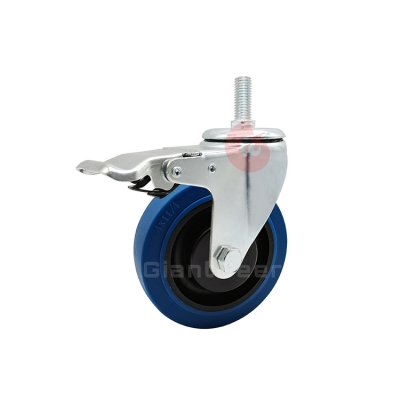 Medium Duty TPR Caster 3 Inch 4 Inch 5 Inch Swivel Bolt Hole Blue TPR Caster Wheel with Brake