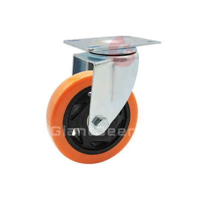 Medium Duty PVC Caster 3 Inch 4 Inch 5 Inch Swivel Orange PVC Caster Wheel with Brake