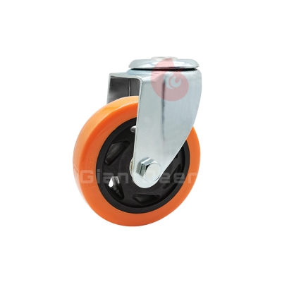 Medium Duty PVC Caster 3 Inch 4 Inch 5 Inch Swivel Orange PVC Bolt Hole Caster Wheel with Brake