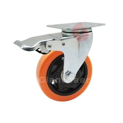 Medium Duty PVC Caster 3 Inch 4 Inch 5 Inch Swivel Orange PVC Screw Stem Caster Wheel with Brake