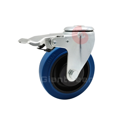 Medium Duty TPR Caster 3 Inch 4 Inch 5 Inch Swivel Screw Stem Blue TPR Caster Wheel with Brake