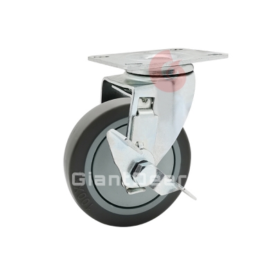 Medium Duty TPR Caster 3 Inch 4 Inch 5 Inch Fixed Grey TPR Caster Wheel