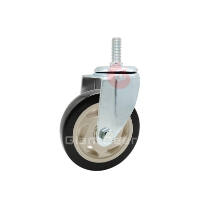 Medium Duty PVC Caster 3 Inch 4 Inch 5 Inch Swivel Black Screw Stem PVC Castor Wheel with Brake