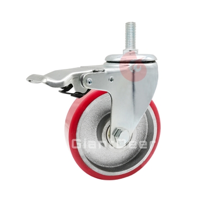 Medium Duty PU Caster 3 Inch 4 Inch 5 Inch Swivel Iron Core PU Caster Wheel with Side Brake