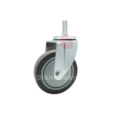 Medium Duty TPR Caster 3 Inch 4 Inch 5 Inch Swivel Grey Screw Stem TPR Caster Wheel with Brake