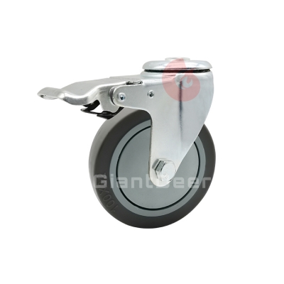 Medium Duty TPR Caster 3 Inch 4 Inch 5 Inch Swivel Grey Bolt Hole TPR Caster Wheel with Brake