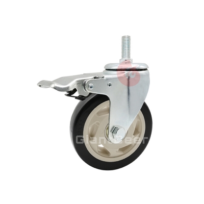 Medium Duty PVC Caster 3 Inch 4 Inch 5 Inch Swivel Black Flower PVC Castor Wheel with Side Brake