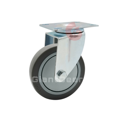 Medium Duty TPR Caster 3 Inch 4 Inch 5 Inch Swivel Grey TPR Caster Wheel with Side Brake