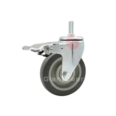 Medium Duty TPR Caster 3 Inch 4 Inch 5 Inch Swivel  TPR Castor Wheel with Side Brake