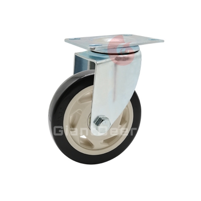 Medium Duty PVC Caster 3 Inch 4 Inch 5 Inch Swivel Black Flower PVC Castor Wheel with Side Brake