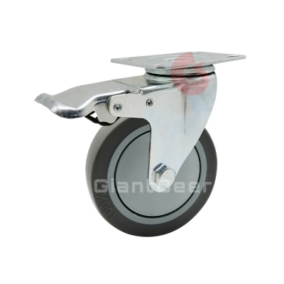 Medium Duty TPR Caster 3 Inch 4 Inch 5 Inch Swivel Grey TPR Caster Wheel with Brake