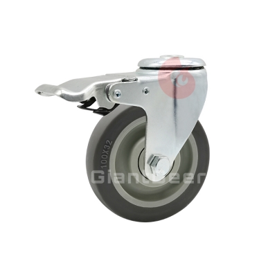 Medium Duty TPR Caster 3 Inch 4 Inch 5 Inch Swivel Bolt Hole TPR Castor Wheel with Brake