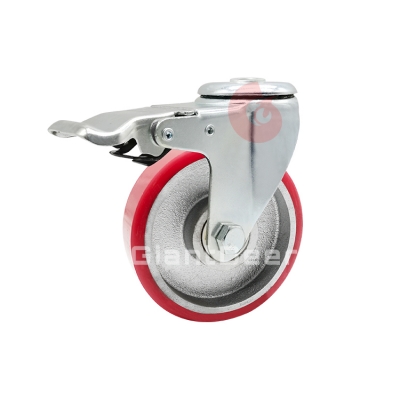 Medium Duty PU Caster 3 Inch 4 Inch 5 Inch Swivel Bolt Hole Iron Core PU Caster Wheel with Brake