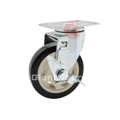 Medium Duty PVC Caster 3 Inch 4 Inch 5 Inch Swivel Black Flower PVC Castor Wheel with Side Brake