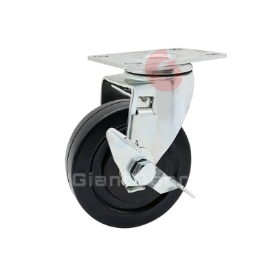 Medium Duty Rubber Caster 3 Inch 4 Inch 5 Inch Swivel Anti-static Rubber Caster Wheel with Brake