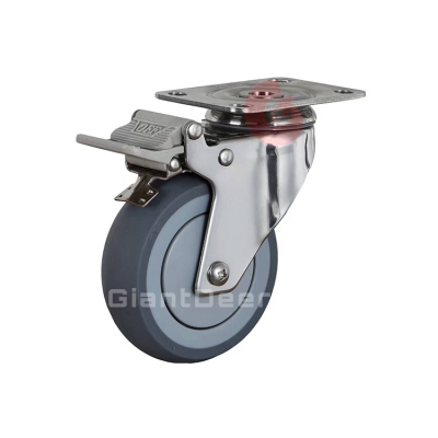 Medium Duty TPR Caster 3 Inch 4 Inch 5 Inch Swivel Bolt Hole Stainless Steel TPR Caster Wheel