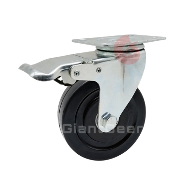 Medium Duty Rubber Caster 3 Inch 4 Inch 5 Inch Swivel Anti-static Rubber Caster Wheel with Side Brake