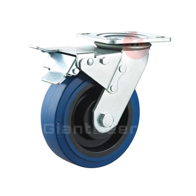 Heavy Duty Rubber Caster 4 Inch 5 Inch 6 Inch 8 Inch Swivel Elastic Rubber Caster Wheel with Brake