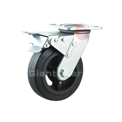 Heavy Duty Rubber Caster 4 Inch 5 Inch 6 Inch 8 Inch Swivel Iron Core Rubber Caster Wheel with Side Brake