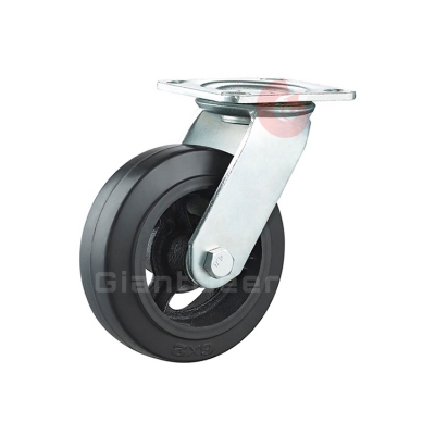 Heavy Duty Rubber Caster 4 Inch 5 Inch 6 Inch 8 Inch Fixed Iron Core Rubber Caster Wheel