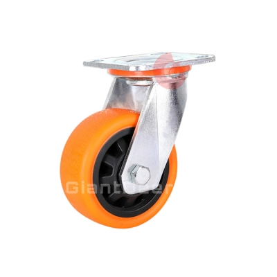 Heavy Duty Castor 4 Inch 5 Inch 6 Inch 8 Inch Swivel Orange PU Castor Wheel with Side Brake