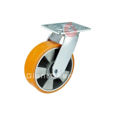 Heavy Duty Caster 4 Inch 5 Inch 6 Inch 8 Inch Swivel Aluminum Core PU Caster Wheel with Side Brake