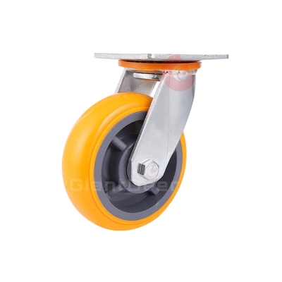 Heavy Duty Caster 4 Inch 5 Inch 6 Inch 8 Inch Swivel Yellow PU Caster Wheel with Side Brake