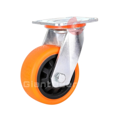 Heavy Duty Castor 4 Inch 5 Inch 6 Inch 8 Inch Swivel Orange PU Castor Wheel with Brake