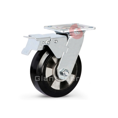 Heavy Duty Caster 4 Inch 5 Inch 6 Inch 8 Inch Fixed Aluminum Core Rubber Caster Wheel