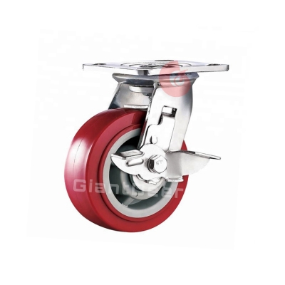 Heavy Duty PVC Castor 4 Inch 5 Inch 6 Inch 8 Inch Swivel PVC Castor Wheel with Side Brake