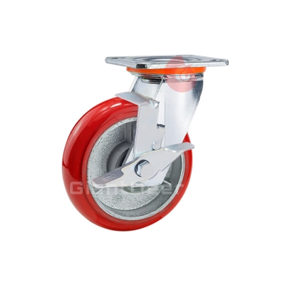 Heavy Duty Caster 4 Inch 5 Inch 6 Inch 8 Inch Swivel Korean Iron Core PU Caster Wheel with Brake