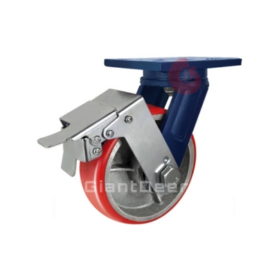 Super Heavy Duty Caster 4 Inch 5 Inch 6 Inch 8 Inch 10 Inch 12 Inch Swivel Iron Core PU Caster Wheel with Brake