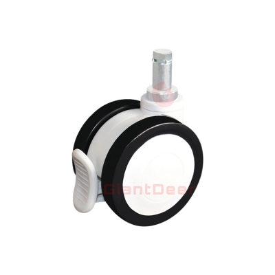 2.5 Inch Silent Swivel Grip Ring Stem PU Medical Caster Wheel with Brake Loading Capacity 35 kg