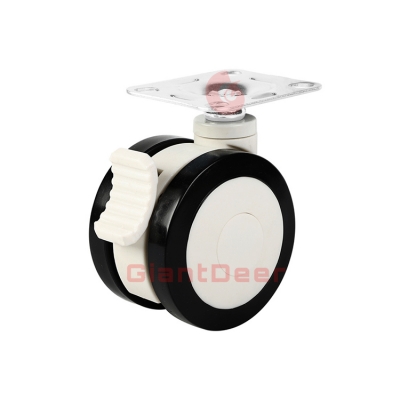 3 Inch Silent Swivel Screw Stem PU Medical Caster Wheel with Brake Loading Capacity 45 kg