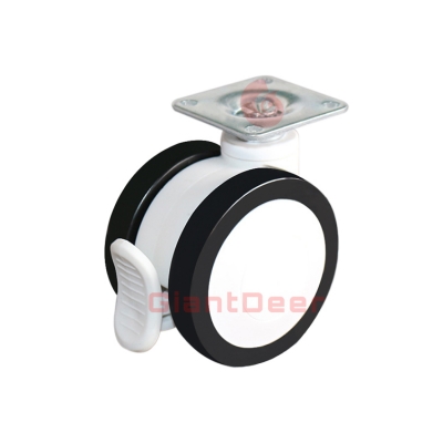 2.5 Inch Silent Swivel Grip Ring Stem PU Medical Caster Wheel Loading Capacity 35 kg