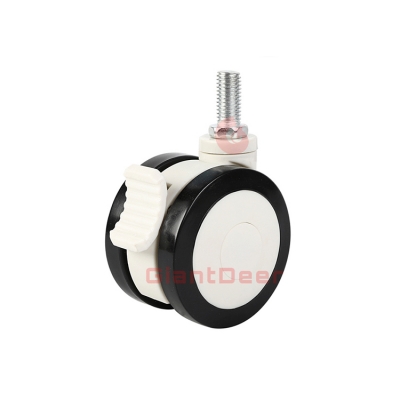 3 Inch Silent Swivel Grip Ring Stem PU Medical Caster Wheel with Brake Loading Capacity 45 kg